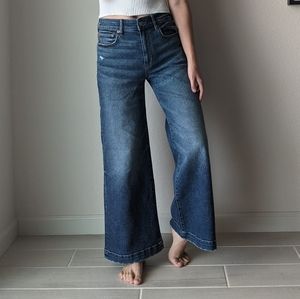 American Eagle Stretch Wide Leg Super High Rise Distressed Jeans Women's Size 2
